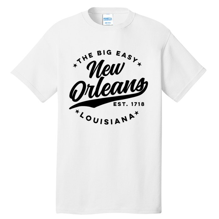 Vintage New Orleans Louisiana The Big Easy Black Text Tall T-Shirt