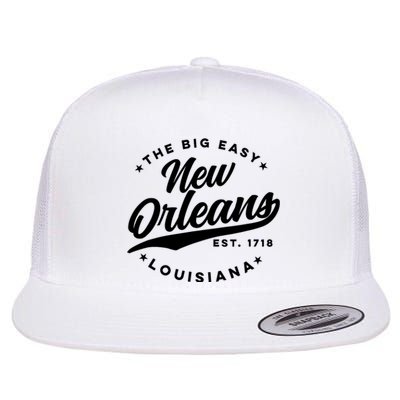 Vintage New Orleans Louisiana The Big Easy Black Text Flat Bill Trucker Hat