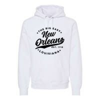 Vintage New Orleans Louisiana The Big Easy Black Text Premium Hoodie