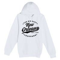 Vintage New Orleans Louisiana The Big Easy Black Text Premium Pullover Hoodie