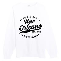 Vintage New Orleans Louisiana The Big Easy Black Text Premium Crewneck Sweatshirt