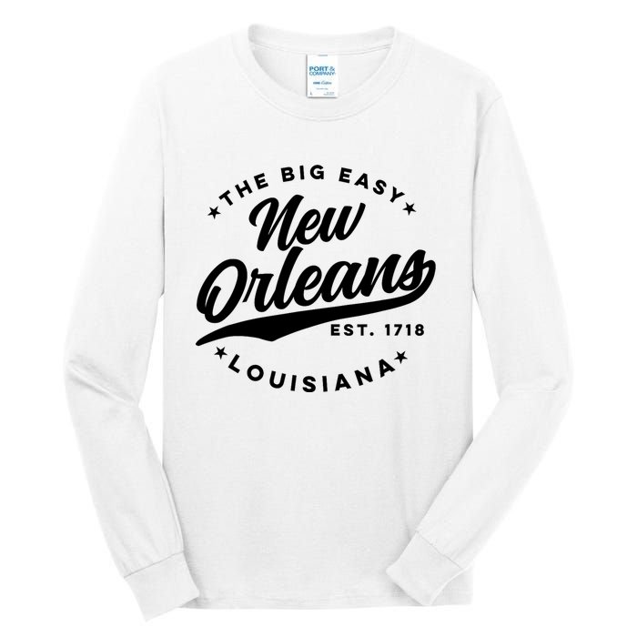 Vintage New Orleans Louisiana The Big Easy Black Text Tall Long Sleeve T-Shirt