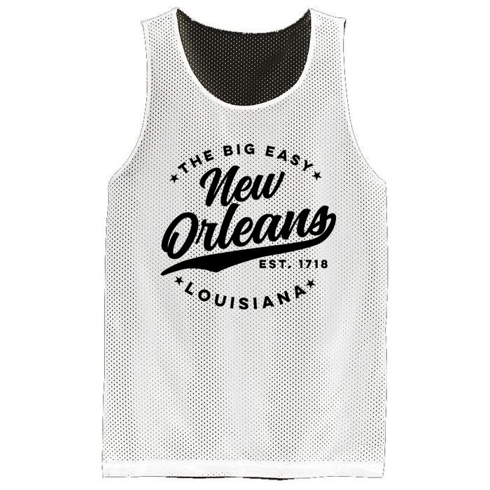 Vintage New Orleans Louisiana The Big Easy Black Text Mesh Reversible Basketball Jersey Tank