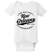 Vintage New Orleans Louisiana The Big Easy Black Text Baby Bodysuit