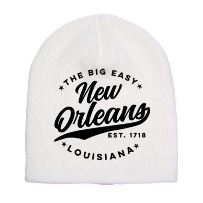 Vintage New Orleans Louisiana The Big Easy Black Text Short Acrylic Beanie