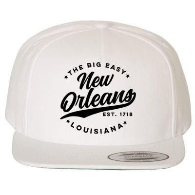 Vintage New Orleans Louisiana The Big Easy Black Text Wool Snapback Cap