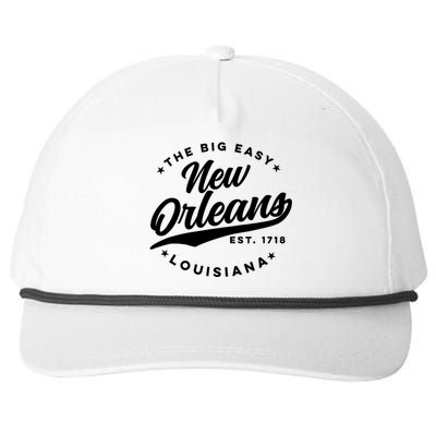 Vintage New Orleans Louisiana The Big Easy Black Text Snapback Five-Panel Rope Hat