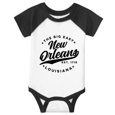 Vintage New Orleans Louisiana The Big Easy Black Text Infant Baby Jersey Bodysuit