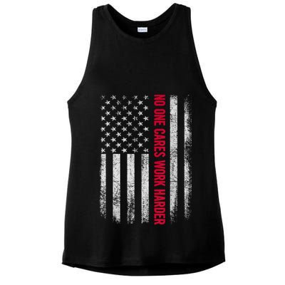 Vintage No One Cares Work Harder Meme Work Harder Motivational Quote Ladies PosiCharge Tri-Blend Wicking Tank