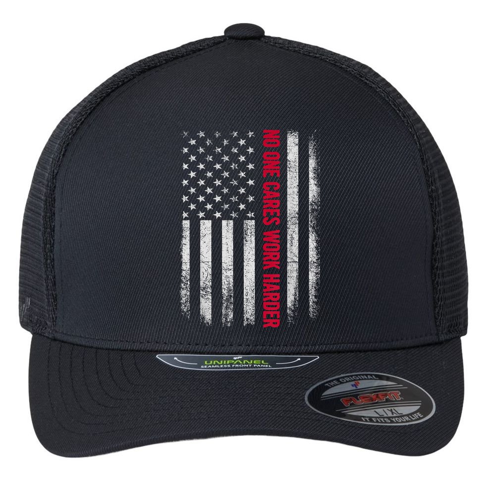 Vintage No One Cares Work Harder Meme Work Harder Motivational Quote Flexfit Unipanel Trucker Cap