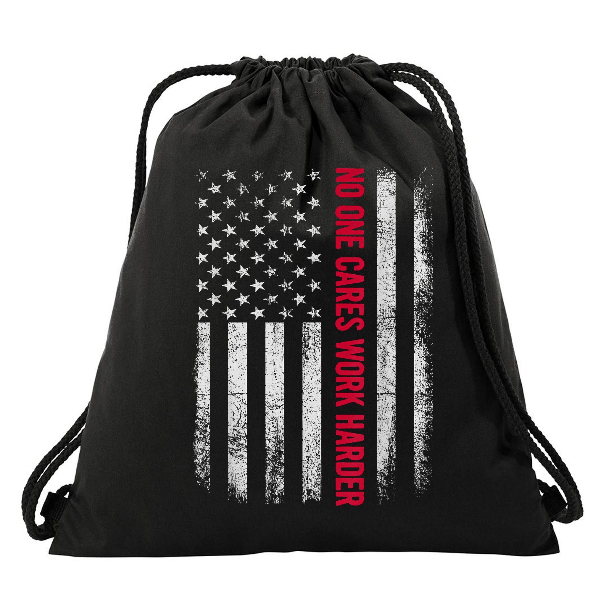 Vintage No One Cares Work Harder Meme Work Harder Motivational Quote Drawstring Bag