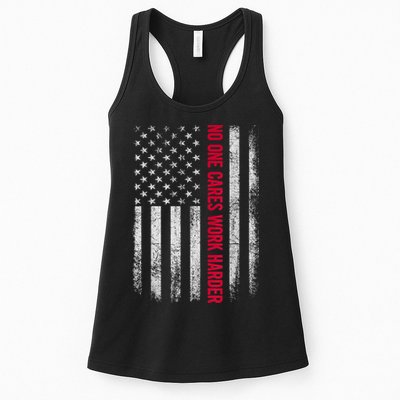Vintage No One Cares Work Harder Meme Work Harder Motivational Quote Womens Tank Top