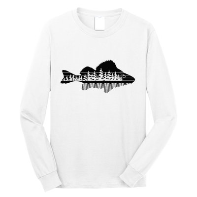 Vintage Nature Outdoor Fishing Fisher Yellow Perch Fish Long Sleeve Shirt