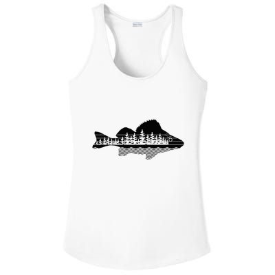 Vintage Nature Outdoor Fishing Fisher Yellow Perch Fish Ladies PosiCharge Competitor Racerback Tank