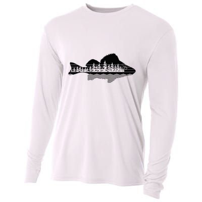 Vintage Nature Outdoor Fishing Fisher Yellow Perch Fish Cooling Performance Long Sleeve Crew