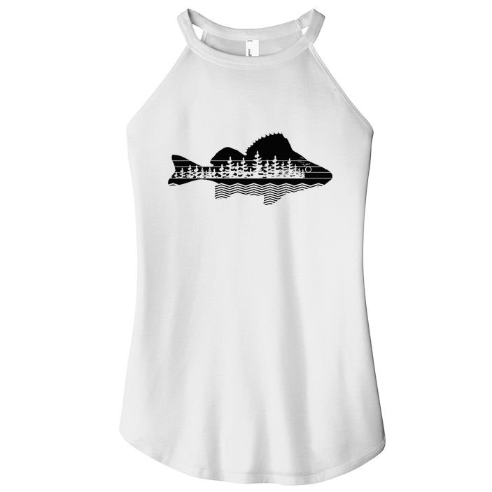 Vintage Nature Outdoor Fishing Fisher Yellow Perch Fish Women's Perfect Tri Rocker Tank