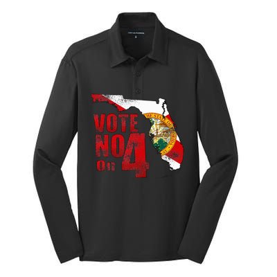 Vote No On 4 Silk Touch Performance Long Sleeve Polo