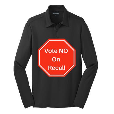 Vote No On Recall California Election Silk Touch Performance Long Sleeve Polo