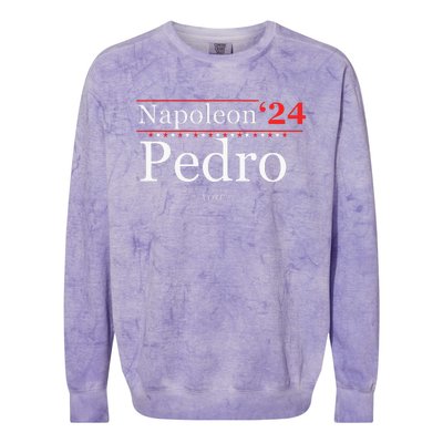 Vote Napoleon Pedro 2024 Funny Election Campaign Humor Colorblast Crewneck Sweatshirt