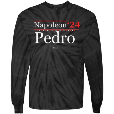 Vote Napoleon Pedro 2024 Funny Election Campaign Humor Tie-Dye Long Sleeve Shirt