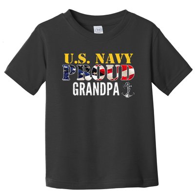 Vintage Navy Proud Grandpa With U.S. American Flag Gift Toddler T-Shirt