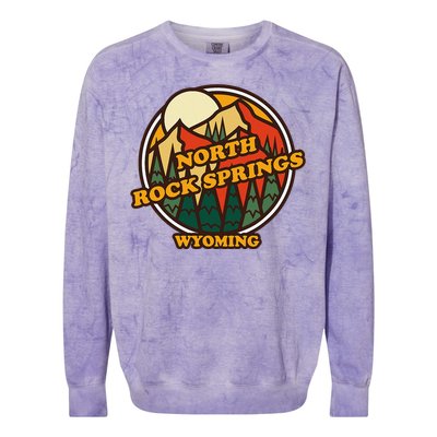 Vintage North Rock Springs Wyoming Mountain Souvenir Print Colorblast Crewneck Sweatshirt