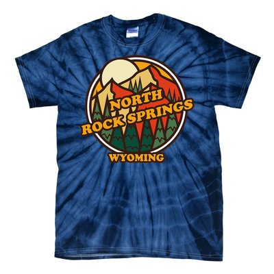 Vintage North Rock Springs Wyoming Mountain Souvenir Print Tie-Dye T-Shirt