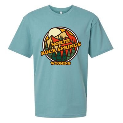 Vintage North Rock Springs Wyoming Mountain Souvenir Print Sueded Cloud Jersey T-Shirt