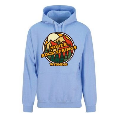 Vintage North Rock Springs Wyoming Mountain Souvenir Print Unisex Surf Hoodie