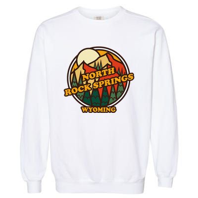 Vintage North Rock Springs Wyoming Mountain Souvenir Print Garment-Dyed Sweatshirt