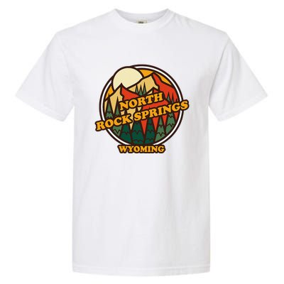 Vintage North Rock Springs Wyoming Mountain Souvenir Print Garment-Dyed Heavyweight T-Shirt