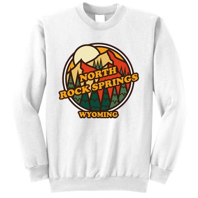 Vintage North Rock Springs Wyoming Mountain Souvenir Print Sweatshirt