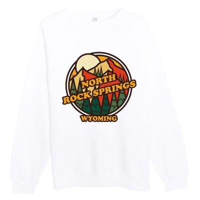 Vintage North Rock Springs Wyoming Mountain Souvenir Print Premium Crewneck Sweatshirt