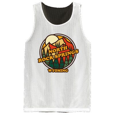 Vintage North Rock Springs Wyoming Mountain Souvenir Print Mesh Reversible Basketball Jersey Tank