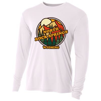 Vintage North Rock Springs Wyoming Mountain Souvenir Print Cooling Performance Long Sleeve Crew