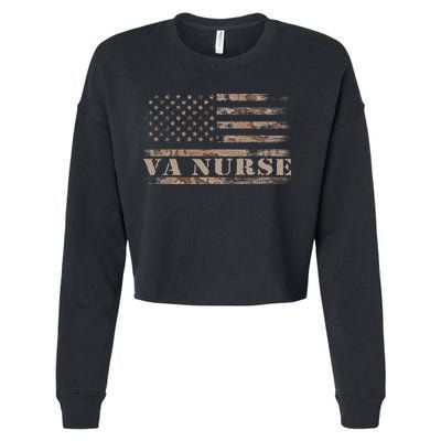 VA Nurse Real American Hero 4th of July US Patriotic Vintage Cropped Pullover Crew