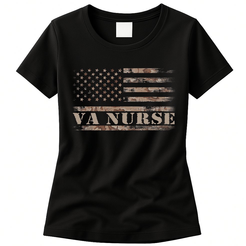 VA Nurse Real American Hero 4th of July US Patriotic Vintage Womens T-Shirt