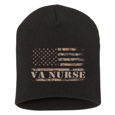 VA Nurse Real American Hero 4th of July US Patriotic Vintage Short Acrylic Beanie