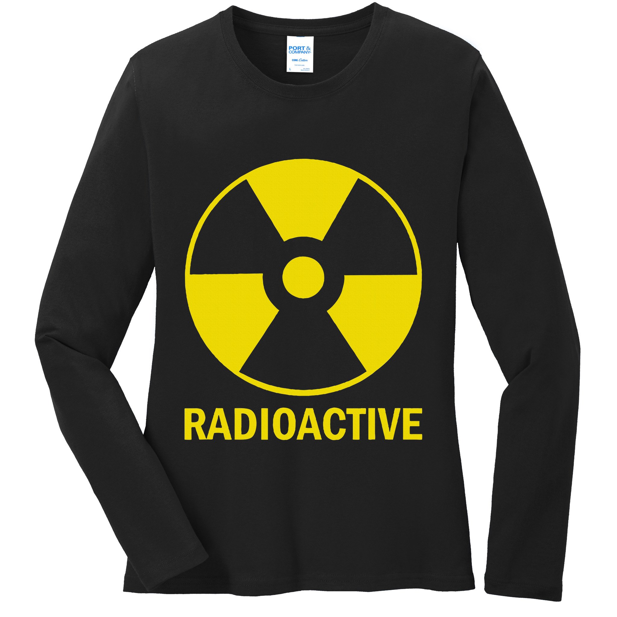 Vintage Nostalgic Radioactive Nuclear War Symbol Ladies Long Sleeve Shirt