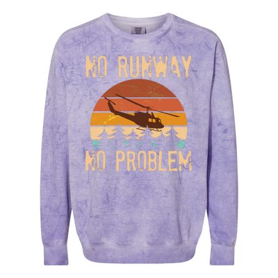 VIntage No Runway No Problem Helicopter Colorblast Crewneck Sweatshirt