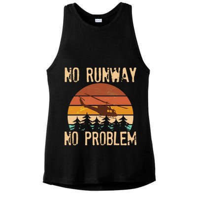 VIntage No Runway No Problem Helicopter Ladies PosiCharge Tri-Blend Wicking Tank