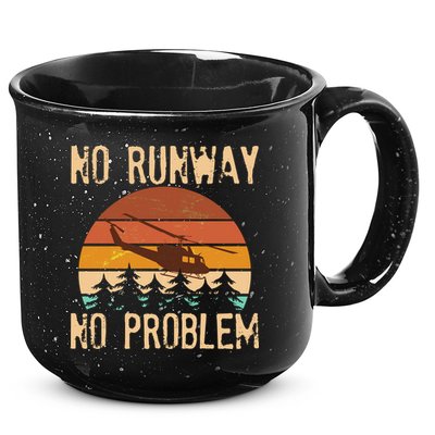 VIntage No Runway No Problem Helicopter 15oz Campfire Ceramic Mug