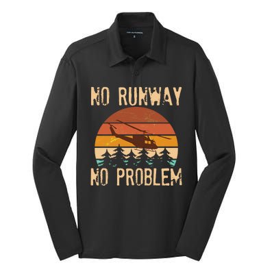 VIntage No Runway No Problem Helicopter Silk Touch Performance Long Sleeve Polo