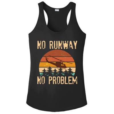 VIntage No Runway No Problem Helicopter Ladies PosiCharge Competitor Racerback Tank
