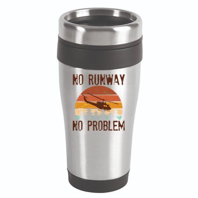VIntage No Runway No Problem Helicopter 16oz Travel Tumbler