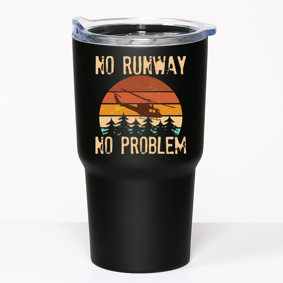 VIntage No Runway No Problem Helicopter Tumbler