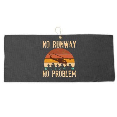 VIntage No Runway No Problem Helicopter Large Microfiber Waffle Golf Towel