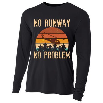 VIntage No Runway No Problem Helicopter Cooling Performance Long Sleeve Crew