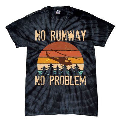 VIntage No Runway No Problem Helicopter Tie-Dye T-Shirt