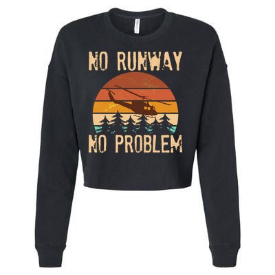 VIntage No Runway No Problem Helicopter Cropped Pullover Crew